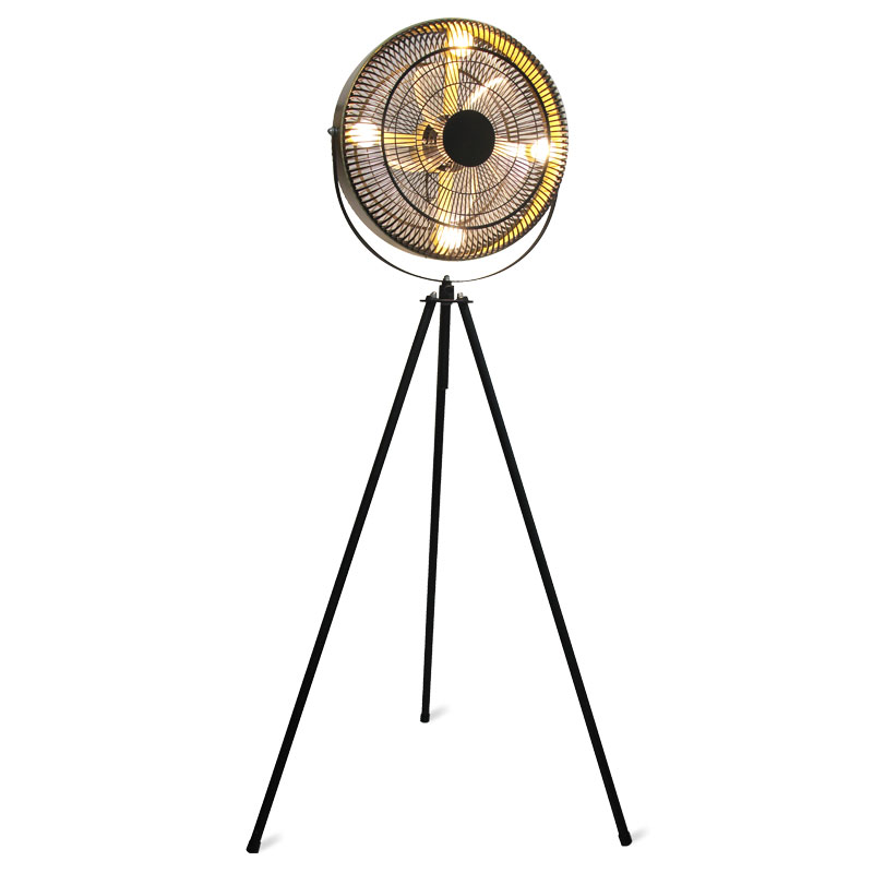 Lampa podłogowa na statywie z wentylatorem
